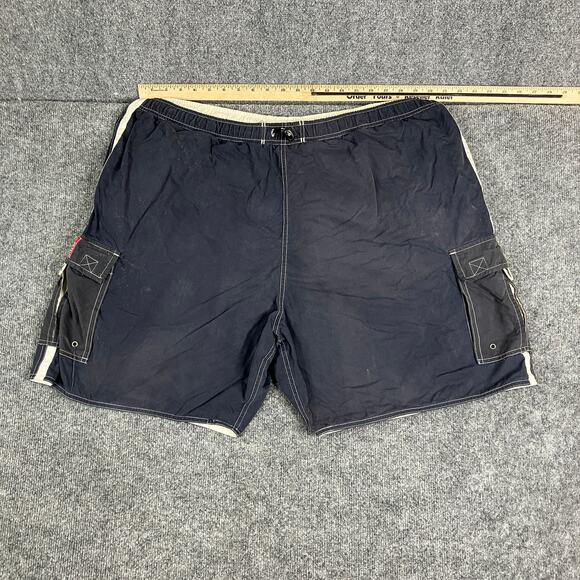 Big Dogs Swim Trunks Mens Size 2X Navy Beige Cargo Pockets Lined Board Shorts - Picture 1 of 10
